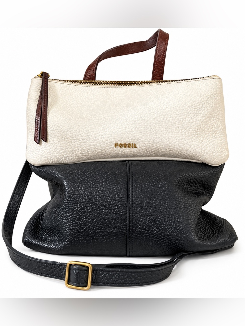 4 in 1 Fossil Pebbled Leather Color-block Tote : Crossbody : Backpack : Shoulder